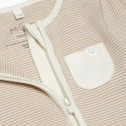 Clever Zip Romper -Baby Clothing Shop OatmealStripeCleverZipSleepsuit Footed detail2 66bb78c1 4e6c 4bda 923c c0eb611dd305