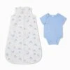 Ocean Muslin Sleep Sack 0.5 TOG & Ribbed Bodysuit Set -Baby Clothing Shop OceanMuslinSleepingBag0.5TOG RibbedBodysuitSet hydrangea