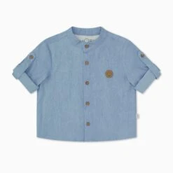 Organic Cotton Chambray Long Sleeve Shirt -Baby Clothing Shop OrganicCottonChambrayLongSleeveShirt B