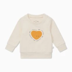 So Loved Sweater -Baby Clothing Shop OrganicCottonHeartSweatshirt PandaCream 3 6m