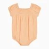 Muslin Smocked Bodysuit -Baby Clothing Shop PA330P ApricotMuslinSmockedBodysuit