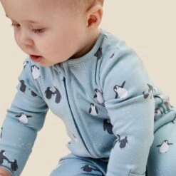Penguin Print Clever Zip Baby Pajamas