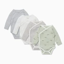 Panda Kimono Long Sleeve Bodysuit 4 Pack