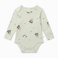 Panda Print Long Sleeve Bodysuit