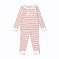 Pink Stripe Sis Ribbed Pajama Set 10 Pink Stripe Sis Ribbed Pajama Set -Baby Clothing Shop Pink Stripe Sis Ribbed Pyjamas 2 3y