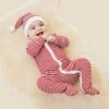 Ruby Stripe Ribbed Clever Zip Baby Pajamas -Baby Clothing Shop RED CHRISTMAS STRIPED RIBBED 5859