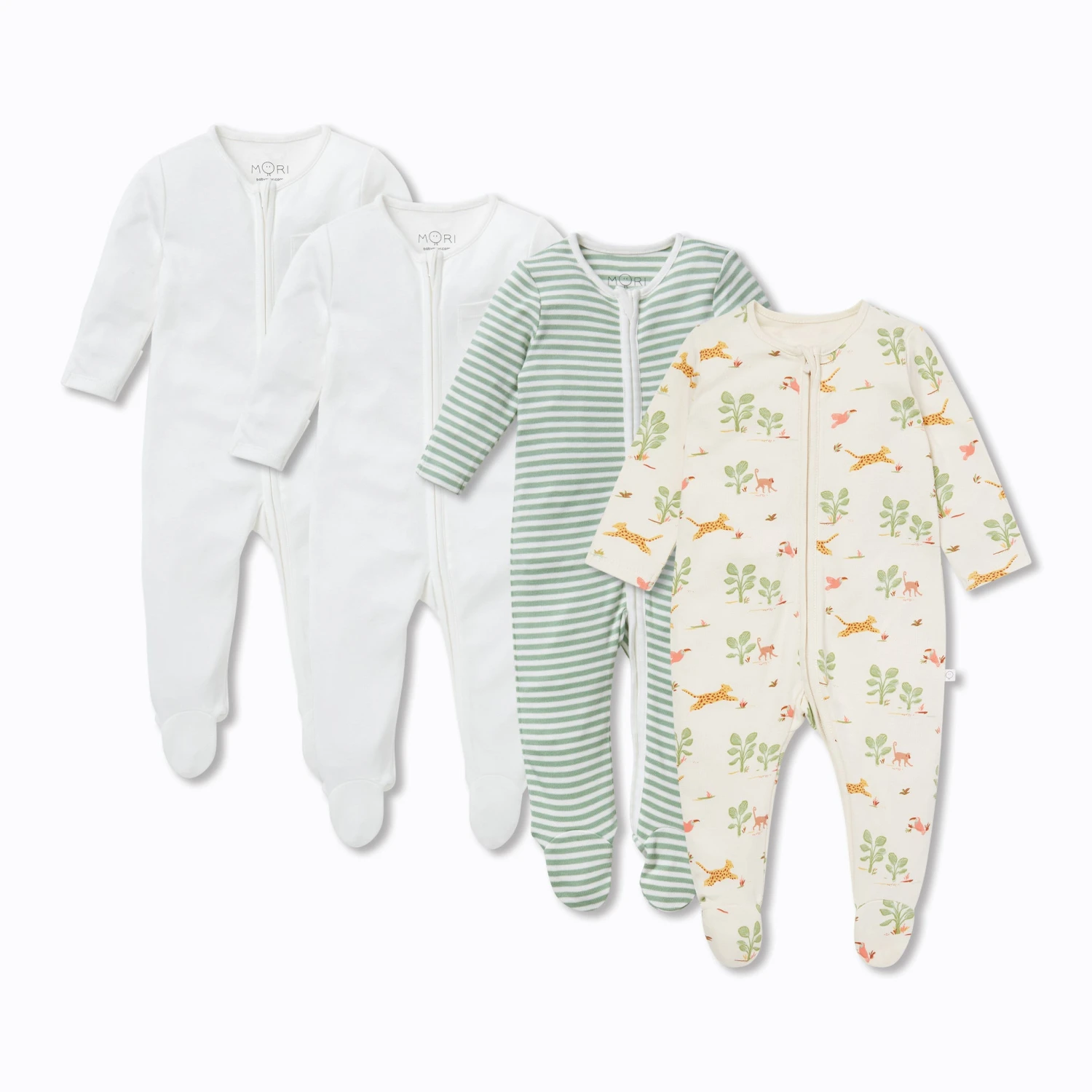Rainforest Clever Zip Baby Pajamas 4 Pack 3 Rainforest Clever Zip Baby Pajamas 4 Pack