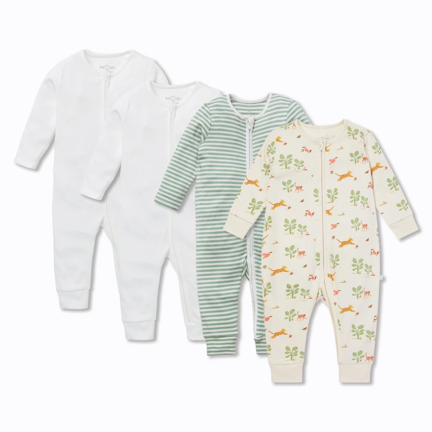 Rainforest Clever Zip Romper 4 Pack 3 Rainforest Clever Zip Romper 4 Pack