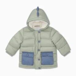 Dino Recycled Waterproof Padded Coat -Baby Clothing Shop RecycledWaterproofPaddedDinoCoat FRONT