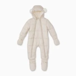 Recycled Waterproof Padded Snowsuit -Baby Clothing Shop RecycledWaterproofPaddedSnowsuit Cream Baby FRONT