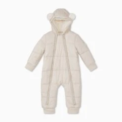 Recycled Waterproof Padded Snowsuit -Baby Clothing Shop RecycledWaterproofPaddedSnowsuit Cream Baby FRONT B