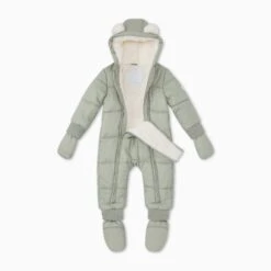 Recycled Waterproof Padded Snowsuit -Baby Clothing Shop RecycledWaterproofPaddedSnowsuit Sage Baby DETAIL
