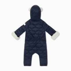 Recycled Waterproof Quilted Snowsuit 17 Recycled Waterproof Quilted Snowsuit -Baby Clothing Shop RecycledWaterproofQuiltedPramsuit Navy BACK
