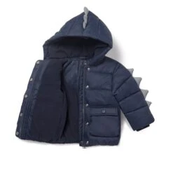 Dino Recycled Waterproof Puffer Coat -Baby Clothing Shop Recycled Waterproof Puffer Dino Coat Navy 03
