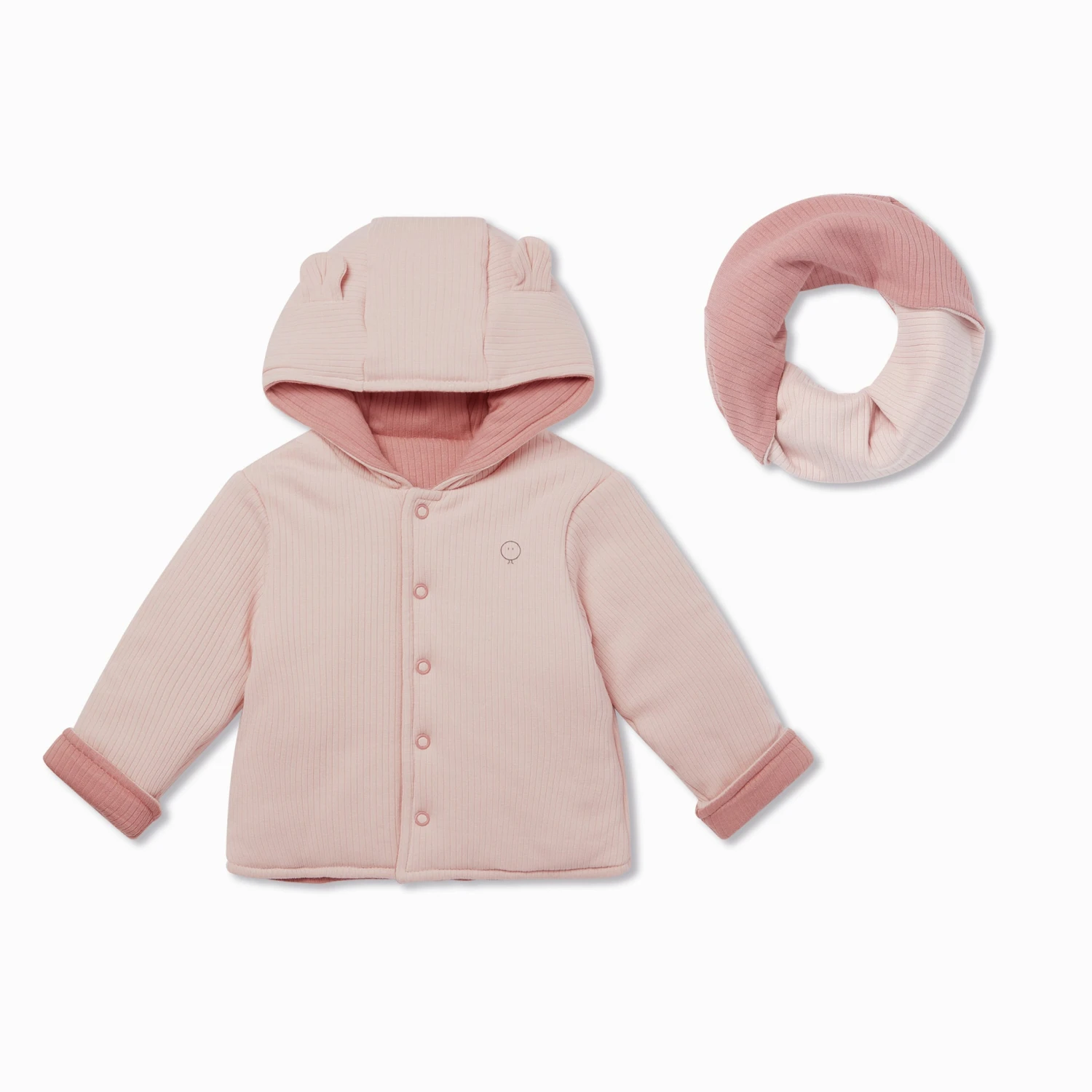 Ribbed Reversible Coat & Snood Set 4 Ribbed Reversible Coat & Snood Set - Image 2