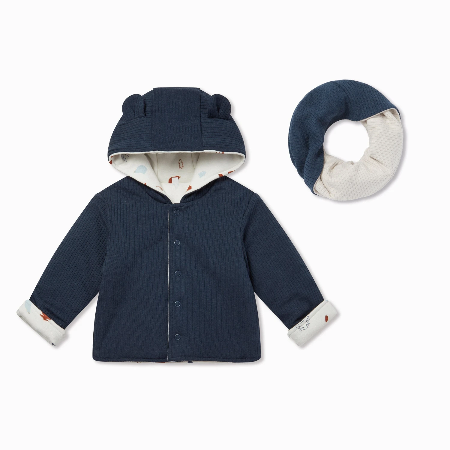 Ribbed Reversible Coat & Snood Set 5 Ribbed Reversible Coat & Snood Set - Image 3
