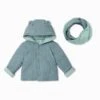 Ribbed Reversible Coat & Snood Set -Baby Clothing Shop Reversible Coat Snood Blush Sky Mint