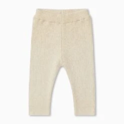 Rib Knit Leggings -Baby Clothing Shop RibKnittedLeggings Oat FRONT