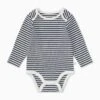 Striped Ribbed Long Sleeve Bodysuit -Baby Clothing Shop RibbedNavyStripeBodysuit A