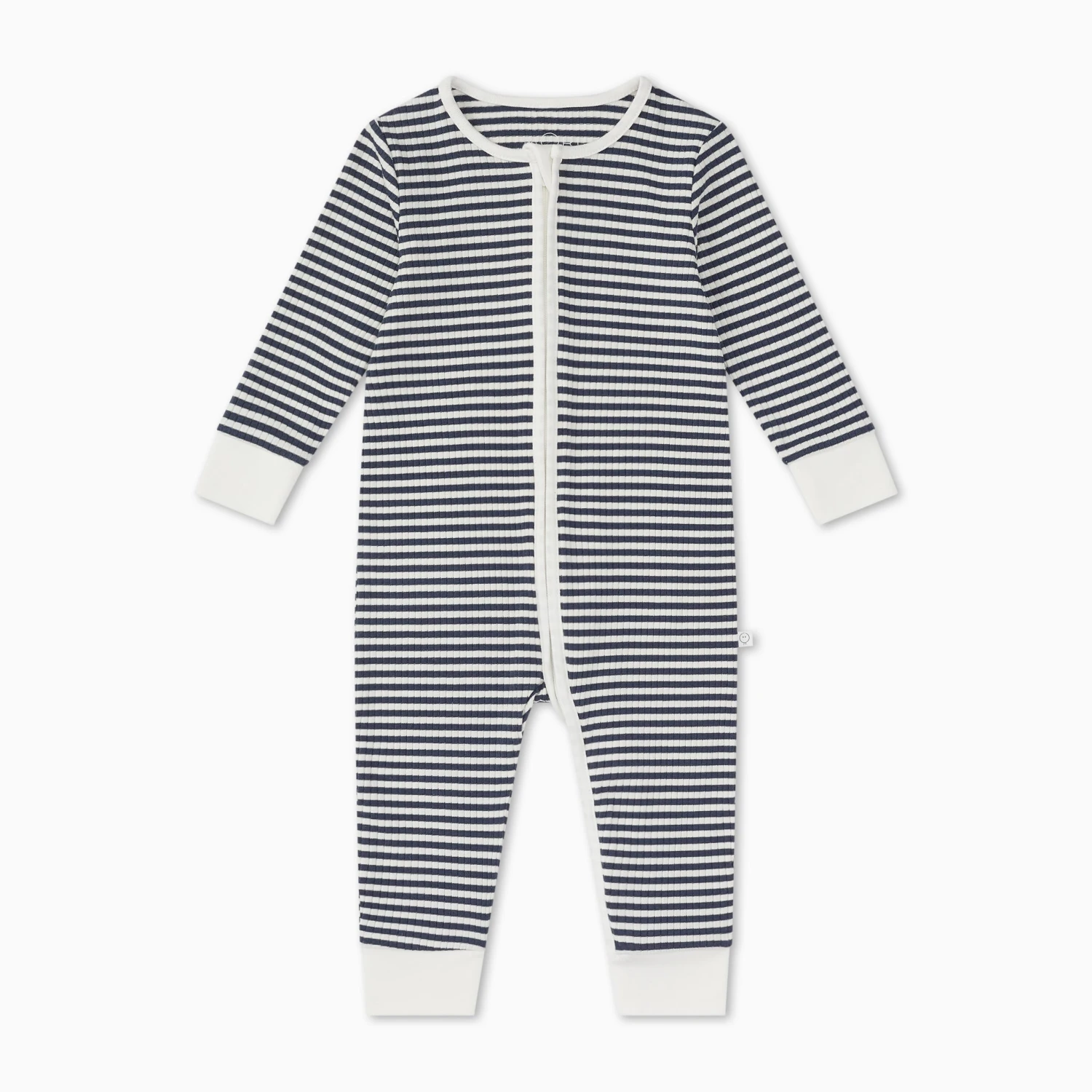 Navy Stripe Ribbed Clever Zip Snug Fit Pajamas 3 Navy Stripe Ribbed Clever Zip Snug Fit Pajamas