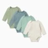 Ribbed Long Sleeve Bodysuit 4 Pack -Baby Clothing Shop Ribbed Long Sleeve Bodysuit 4 Pack sage mix