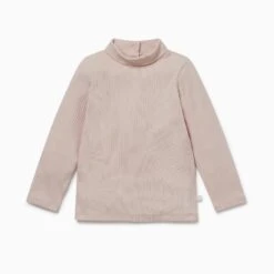 Ribbed Turtleneck Top -Baby Clothing Shop Ribbed Roll Neck T Shirt blush front 1