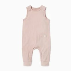 Ribbed Overalls -Baby Clothing Shop Ribbed Romper blush Front