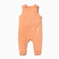 Orange Ribbed Overalls