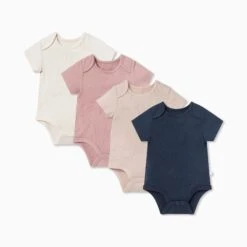 Ribbed Short Sleeve Bodysuit 4 Pack -Baby Clothing Shop Ribbed Short Sleeve Bodysuit 4 Pack blush mix