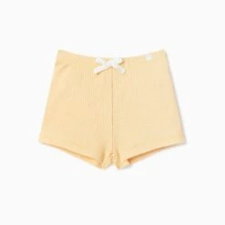 Star Ribbed Short Sleeve Tee & Shorts Outfit 16 Star Ribbed Short Sleeve Tee & Shorts Outfit -Baby Clothing Shop Ribbed Shorts yellow Front 1