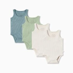 Ribbed Sleeveless Bodysuit 4 Pack -Baby Clothing Shop Ribbed Sleeveless Bodysuit 4 Pack blue