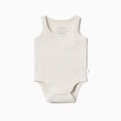 Ribbed Sleeveless Bodysuit -Baby Clothing Shop Ribbed Sleeveless Bodysuit ecru Front