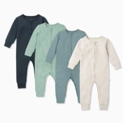 Ribbed Clever Zip Snug-Fit Pajamas 4 Pack