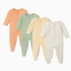 Ribbed Clever Zip Baby Pajamas 4 Pack -Baby Clothing Shop Ribbed ZUSS Set Yellow