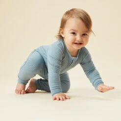 Ribbed Zip-Up Baby Pajamas 38 Ribbed Zip-Up Baby Pajamas -Baby Clothing Shop Ribbed Zip Up Sleepsuit Sky MABEL 156