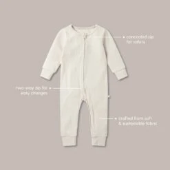 Ribbed Clever Zip Baby Pyjamas -Baby Clothing Shop Ribbed Zip Up Sleepsuit infographic nofeet