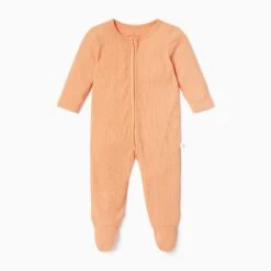 Ribbed Zip-Up Baby Pajamas