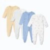 Ribbed & Signature Clever Zip Baby Pajamas 4 Pack 1 Ribbed & Signature Clever Zip Baby Pajamas 4 Pack -Baby Clothing Shop Ribbed Signature Clever Zip Sleepsuit 4 Pack blue
