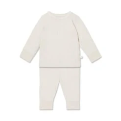 Ecru Ribbed Pajama Set