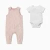 Ribbed Romper & Short Sleeve Bodysuit Outfit 2 Ribbed Romper & Short Sleeve Bodysuit Outfit -Baby Clothing Shop Ribbed romper shortsleeve bodysuit outfit blush