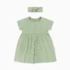 Ribbed Short Sleeve Dress & Headband Outfit -Baby Clothing Shop Ribbed shortsleeve dress headband outfit sage