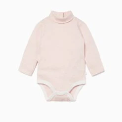 Turtleneck Bodysuit -Baby Clothing Shop Roll Neck Bodysuit blush strip e 01