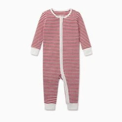 Ruby Stripe Ribbed Snugfit Clever Zip Baby Pajamas