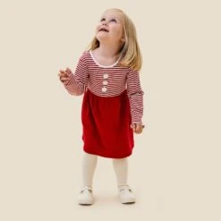 Ruby Stripe Ribbed Dress -Baby Clothing Shop SANTA HAT DRESS AND TIGHTS OUTFIT 1032
