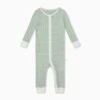 Sage Stripe Ribbed Clever Zip Snug Fit Pajamas 1 Sage Stripe Ribbed Clever Zip Snug Fit Pajamas -Baby Clothing Shop SageStripeRibbedCleverZipSleepsuit SnugFit FRONT