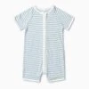 Sea Stripe Ribbed Zip Summer Romper