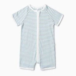Sea Stripe Ribbed Zip Summer Romper