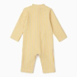Seersucker Mustard Stripe One Piece Rashguard -Baby Clothing Shop SeersuckerMustardStripeSunSafeSuit BK