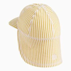 Seersucker Mustard Stripe Sun Safe Swim Hat -Baby Clothing Shop SeersuckerMustardStripeSunSafeSwimHat BK