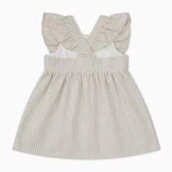 Striped Organic Cotton Frilled Dress -Baby Clothing Shop StripedOrganicCottonFrilledDress BACK